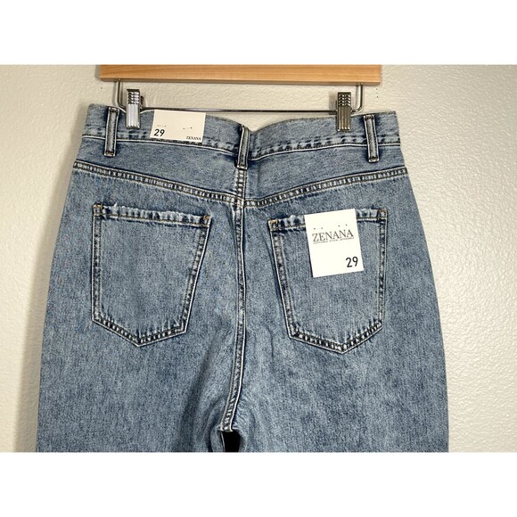 NWT ZENANA Women's Size 29 High Rise Wide Leg Dad Jean Distressed Raw Hem NEW‎ - Picture 7 of 11